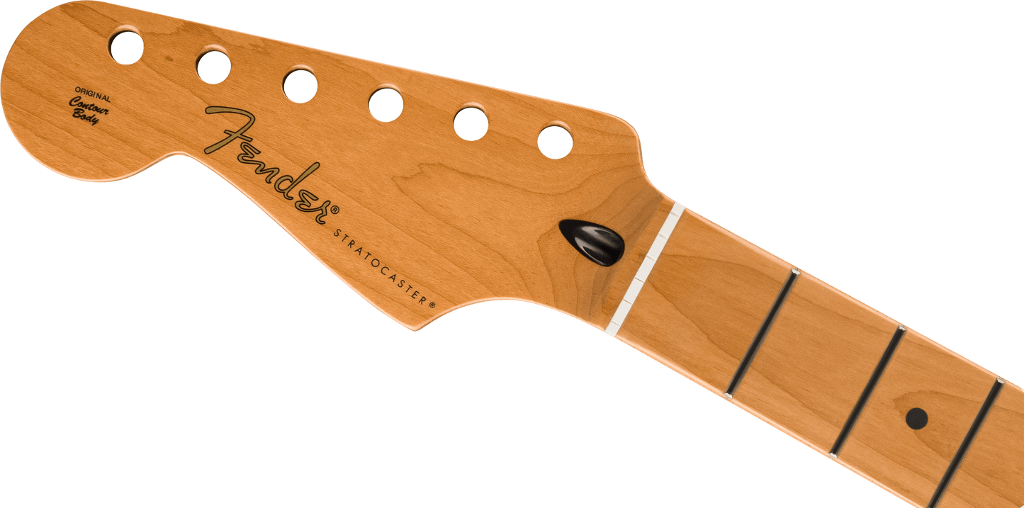 Satin Roasted Maple Stratocaster LH Neck, 22 Jumbo Frets, 12", Maple, Flat Oval Shape